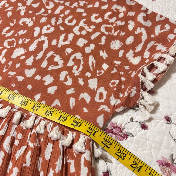 Andree Orange Leopard Print with Tassels Dress Size Large - Picture 9 of 10